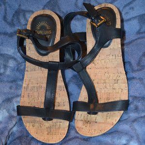 Black Bass Sunjuns Womens Size 7 Wedge Sandals